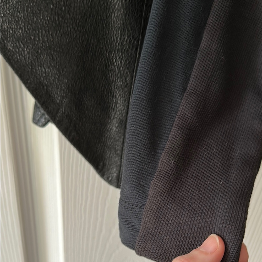 Helmet Lang Leather Combo Asymmetrical Drape Front Black Jacket S - Picture 12 of 15